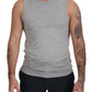 Chic Gray Sleeveless Crewneck Tee