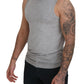 Chic Gray Sleeveless Crewneck Tee