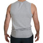 Chic Gray Sleeveless Crewneck Tee