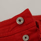 Chic Red Cotton Denim Pants