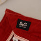 Chic Red Cotton Denim Pants