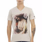 Beige Cotton Men T-Shirt