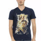 Blue Cotton Men T-Shirt