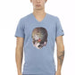 Light Blue Cotton Men T-Shirt