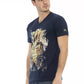 Blue Cotton Men T-Shirt