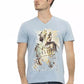 Light Blue Cotton Men T-Shirt