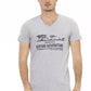 Gray Cotton Men V-Neck T-Shirt