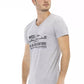 Gray Cotton Men V-Neck T-Shirt