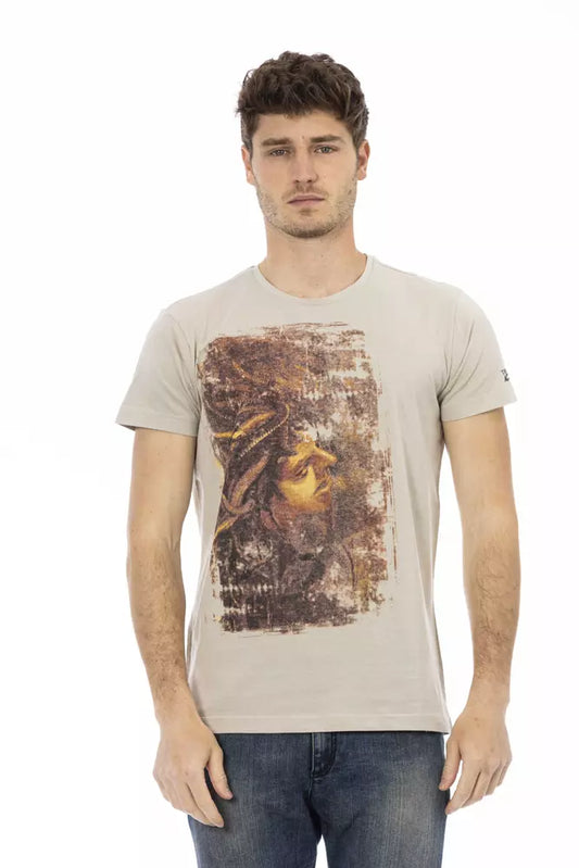 Beige Cotton Men T-Shirt