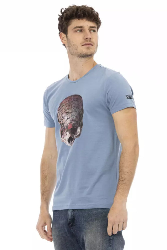 Light Blue Cotton Men T-Shirt