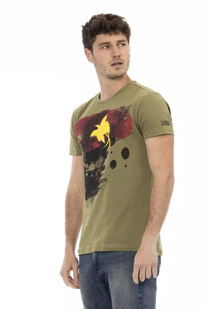 Green Cotton Men T-Shirt