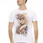 Sleek White Cotton Blend Tee with Graphic Front