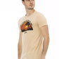 Beige Cotton Men T-Shirt