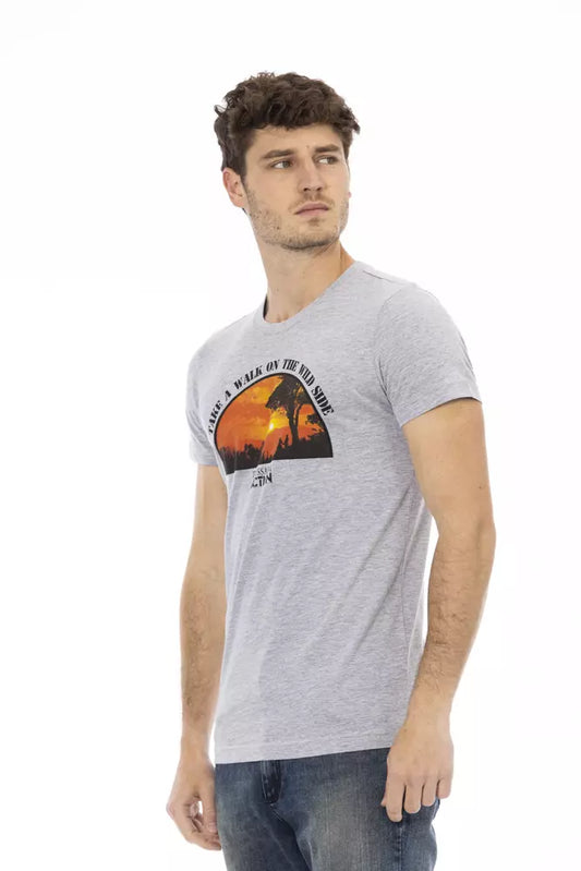 Gray Cotton Men T-Shirt