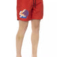 Red Polyester Men Swim Short