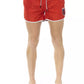 Red Polyester Men Swim Short