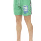 Green Polyester Men Swim Short