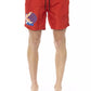 Red Polyester Men Swim Short