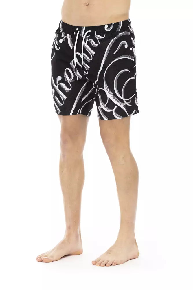 Black Polyester Men Swim Short