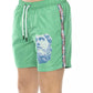 Green Polyester Men Swim Short