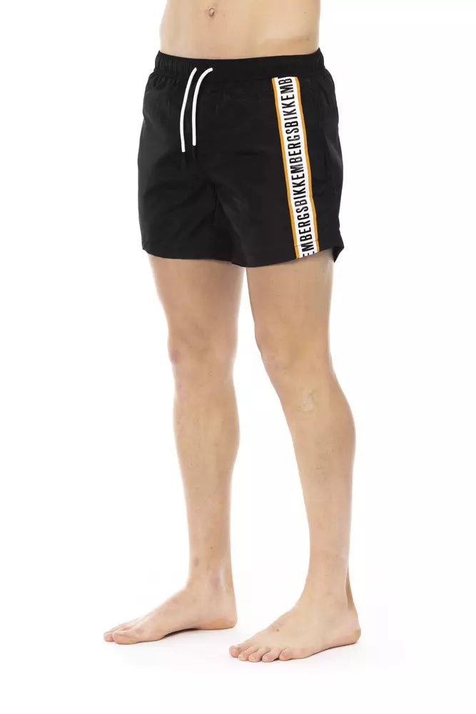 Black Polyamide Men Swim Short