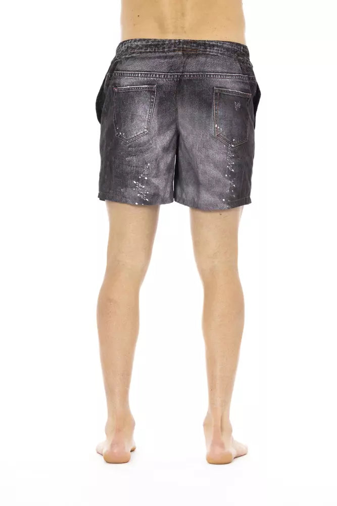 Black Polyester Men Swim Short