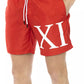 Red Polyester Men Swim Short