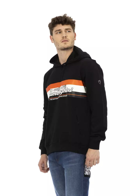 Black Cotton Men Sweater with Hood