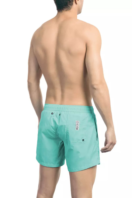 Light Blue Polyamide Men Swim Short