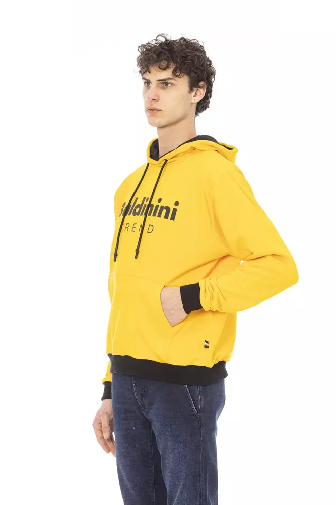 Yellow Cotton Men Hoodie