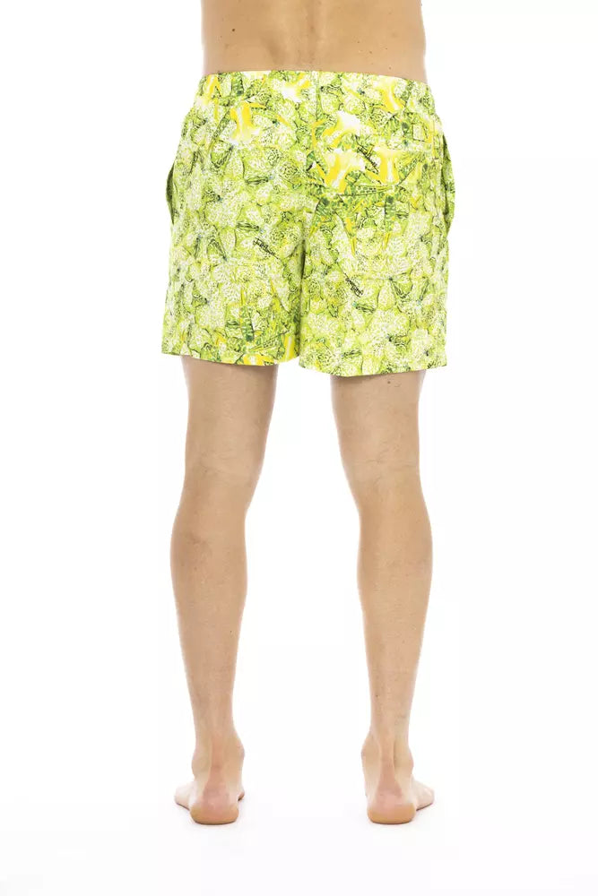 Green Polyester Men Swimwear