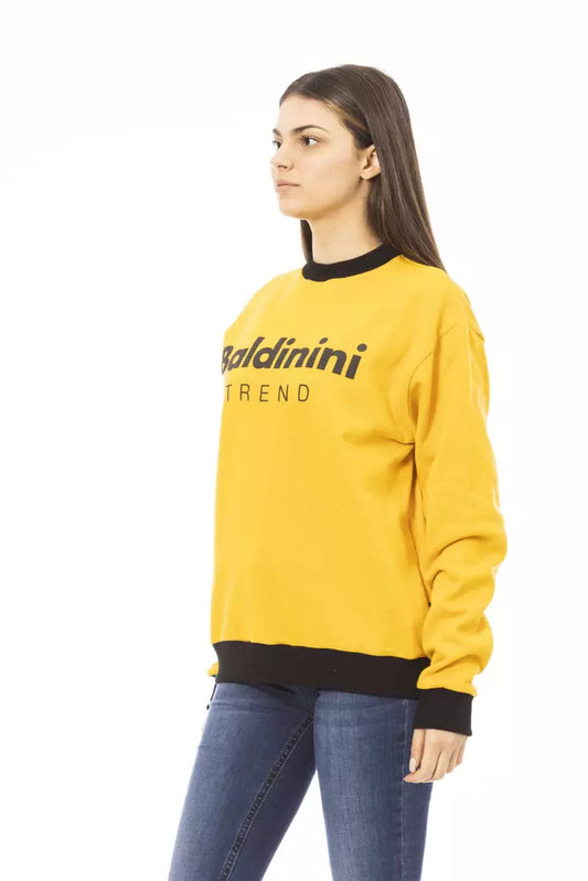 Yellow Cotton Women Hoodie