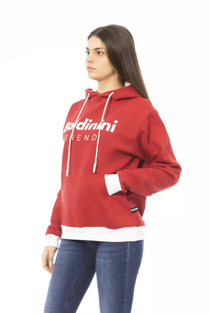 Red Cotton Women Hoodie