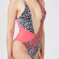 Fuchsia Polyester Women Swimsuit