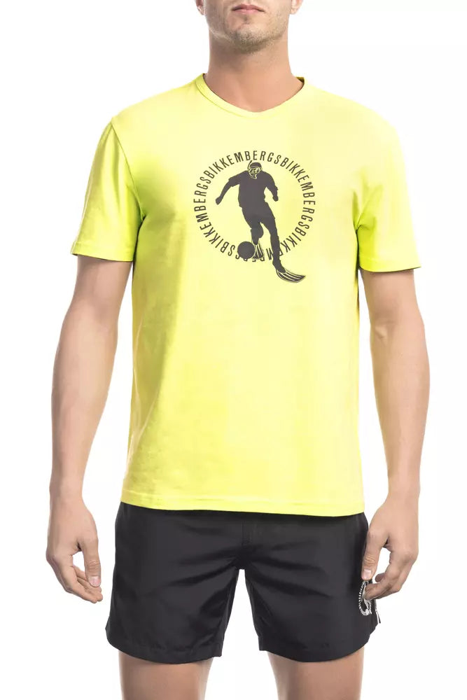 Yellow Cotton Men T-Shirt