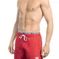 Red Polyester Men Swim Short