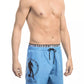 Light Blue Polyester Men Swim Short