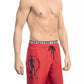 Red Polyester Men Swim Short