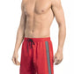 Red Polyester Men Swim Short