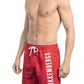 Red Polyester Men Swim Short