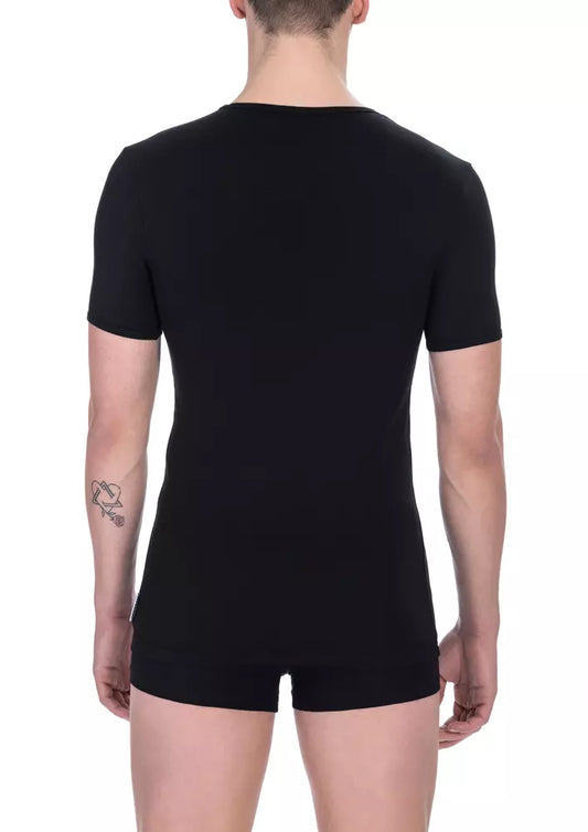 Black Cotton Men V-Neck T-Shirt