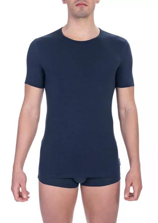 Blue Cotton Men T-Shirt