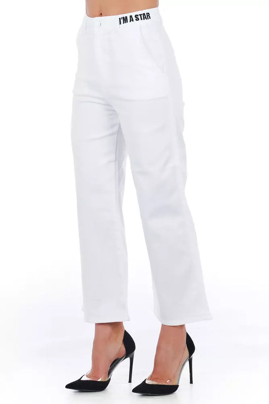 White Cotton Women's Cropped Trouser