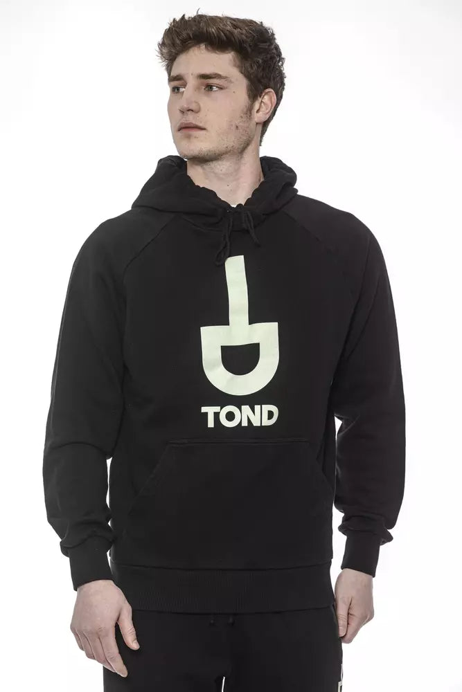 Black Cotton Men Sweater with Hood