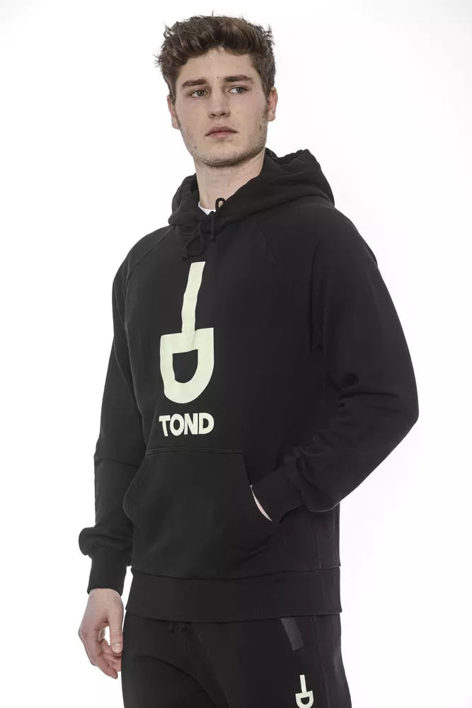 Black Cotton Men Sweater with Hood