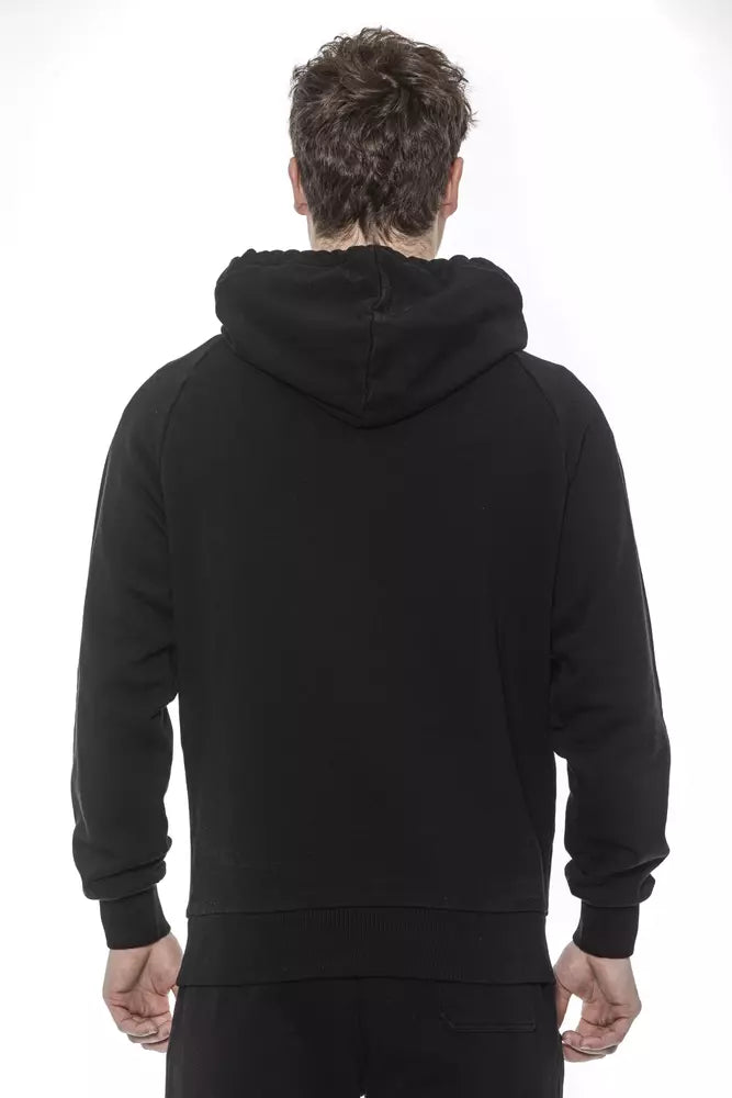 Black Cotton Men Sweater with Hood