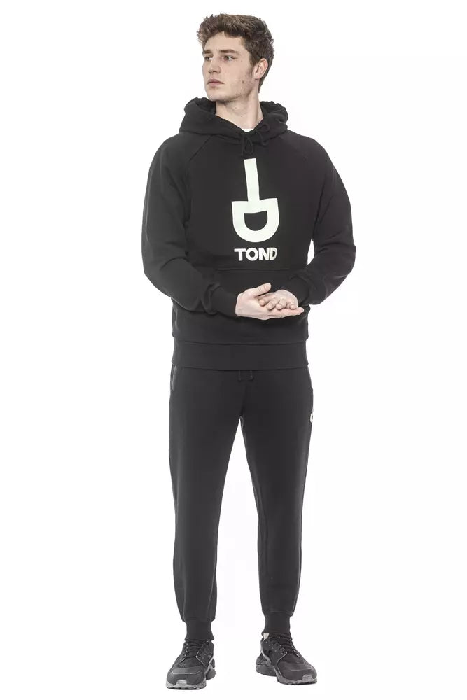 Black Cotton Men Sweater with Hood