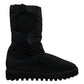 Elegant Mid-Calf Boots in Black Polyester