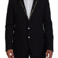 Sicilian Style Black Single Breasted Blazer