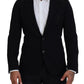 Elegant Single Breasted Black Wool Blazer